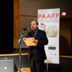 Brad Baldia speaking to the audience at PAAFF 2014