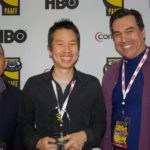 Brad Baldia, JP Chan with his trophy for Best Short Film, and Michael Wingate-Jones at PAAFF 2011