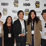 Raul Jocson with guests and his trophy for Best Narrative Feature